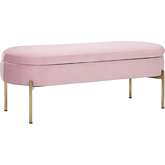 Chloe Storage Bench in Blush Pink Velvet & Gold Metal